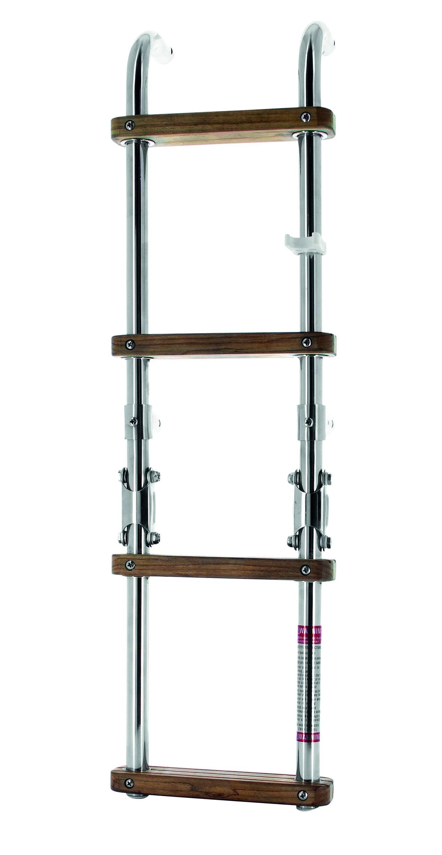 Folding ladder with teak steps thumbnail 1