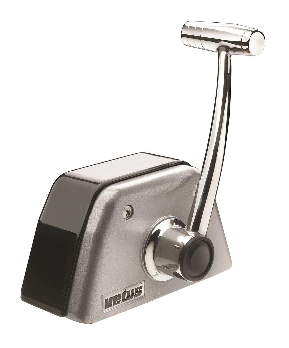 Single lever remote control, top mounting, with stainless steel (AISI 316) handle and T-bar and blac