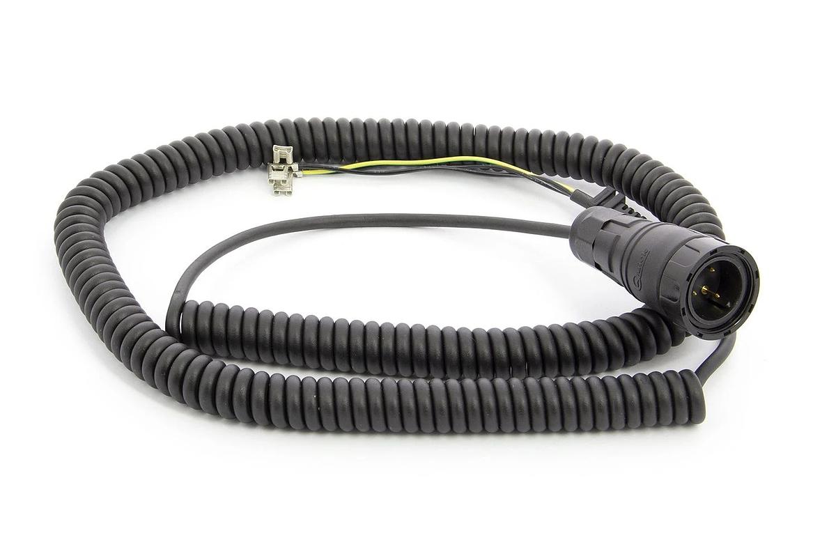 Spiral cable with plug and socket