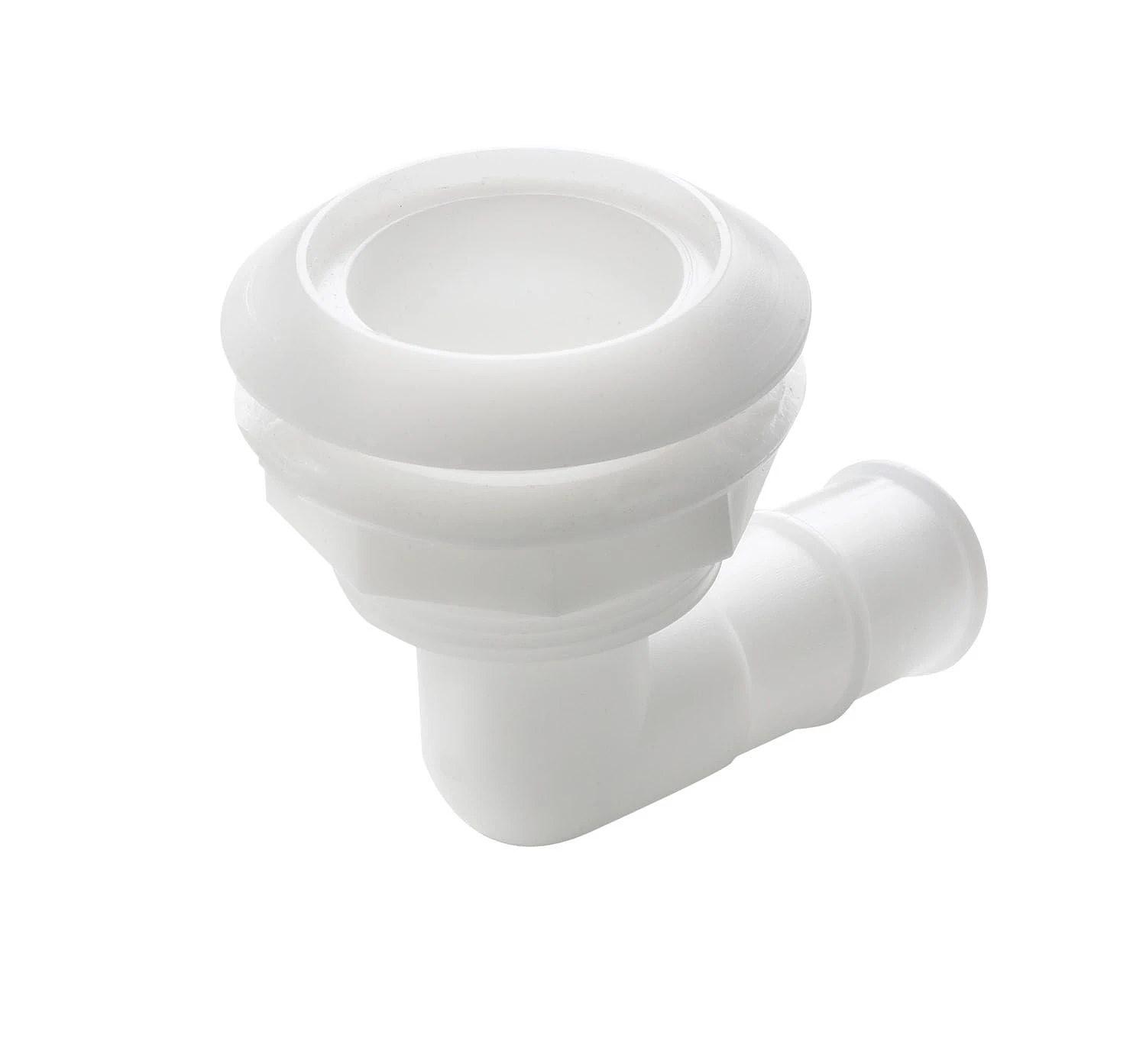 Thru-hull, 90 degree angled with high flange, Delrin, for hose Ø 28 mm (1 1/8") thumbnail 2