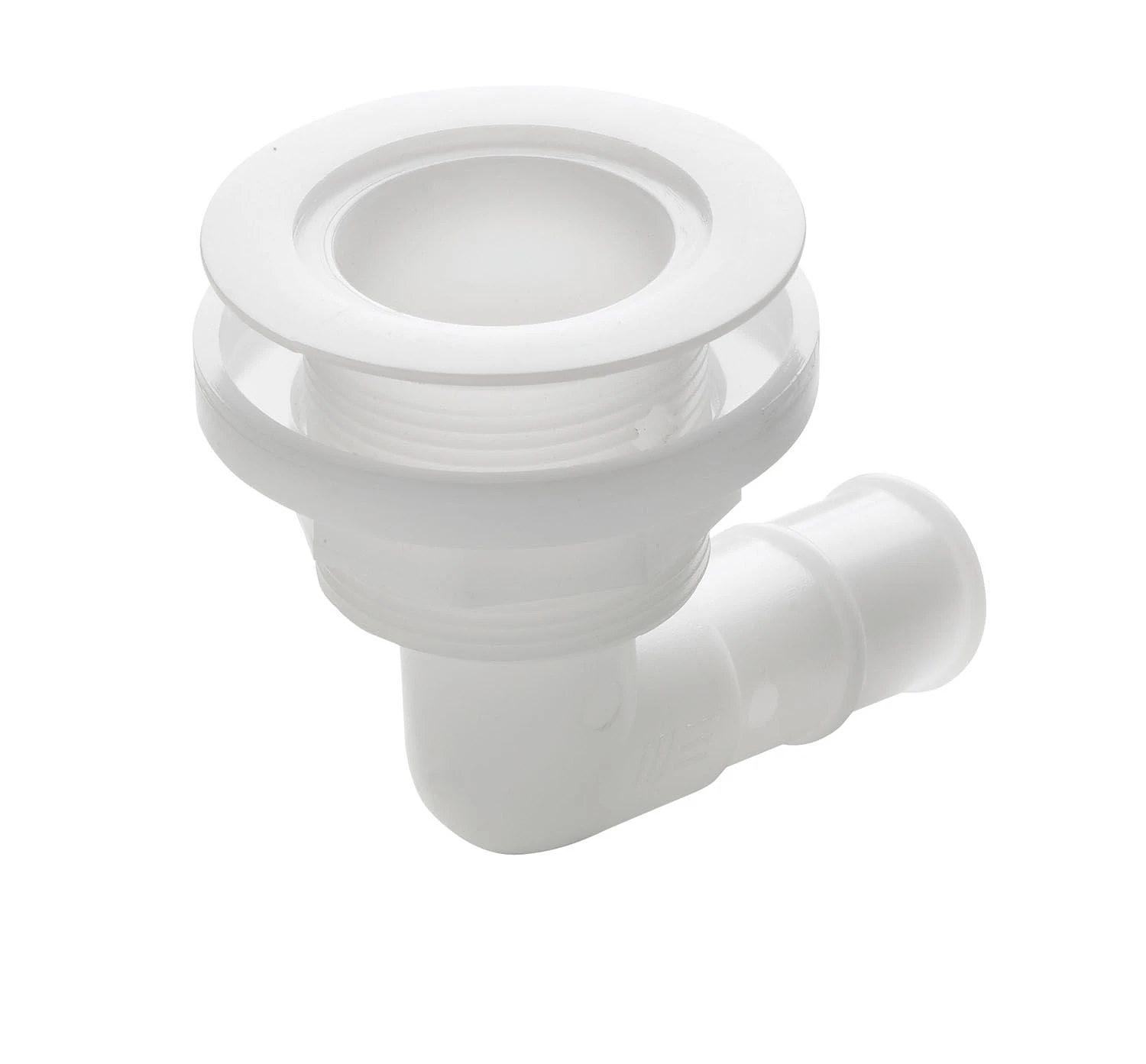 Thru-hull, 90 degree angled with low flange, Delrin, for hose Ø 28 mm (1 1/8") thumbnail 1