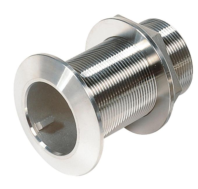 Thru-hull, stainless steel, chamfered flange, machined finish, G2