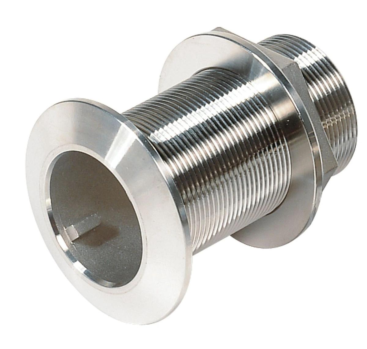 Thru-hull, stainless steel, chamfered flange, machined finish, G¾