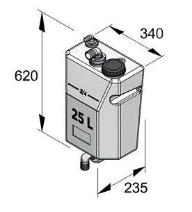 Bulkhead mounted waste water tank, 25lt thumbnail 1