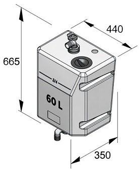 Bulkhead mounted waste water tank. 60lt thumbnail 1