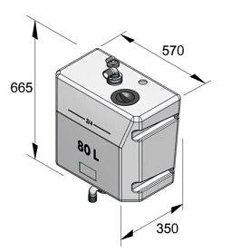 Bulkhead mounted waste water tank, 80lt thumbnail 1