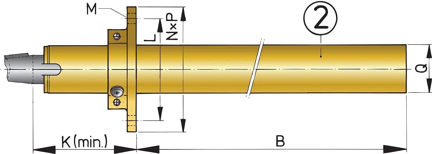 VETUS bronze stern tube with cutlass bearing, 30mm, length500 mm thumbnail 1