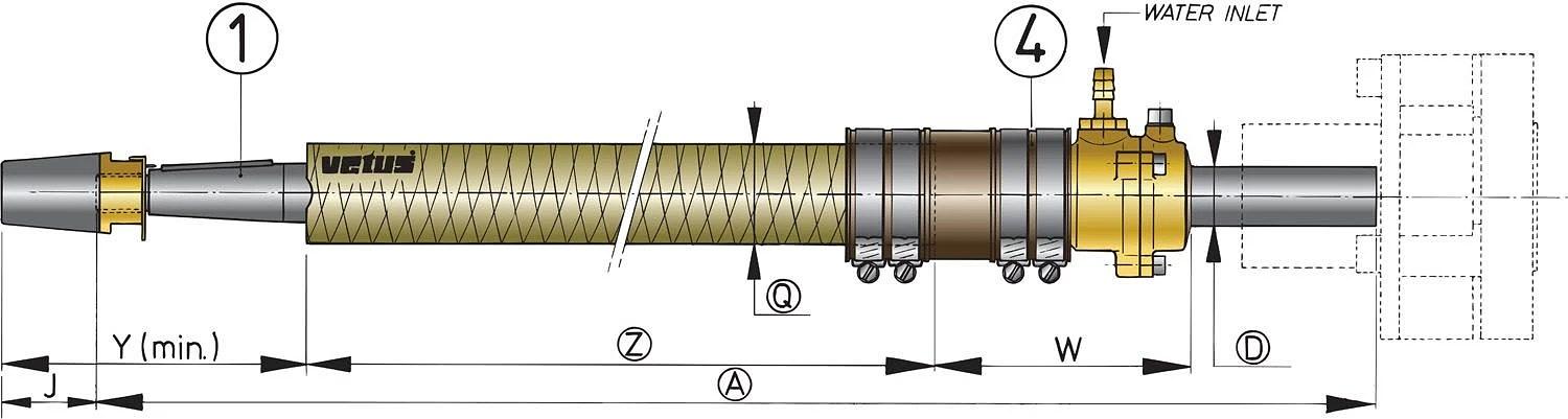 Polyester stern tube, length 500mm. (Includes cutless bearing, diameter 30mm). thumbnail 2