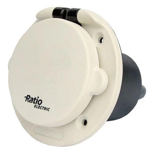Shore power wall inlet 16A, white IP56, flush-mounted, polyamide thumbnail 1