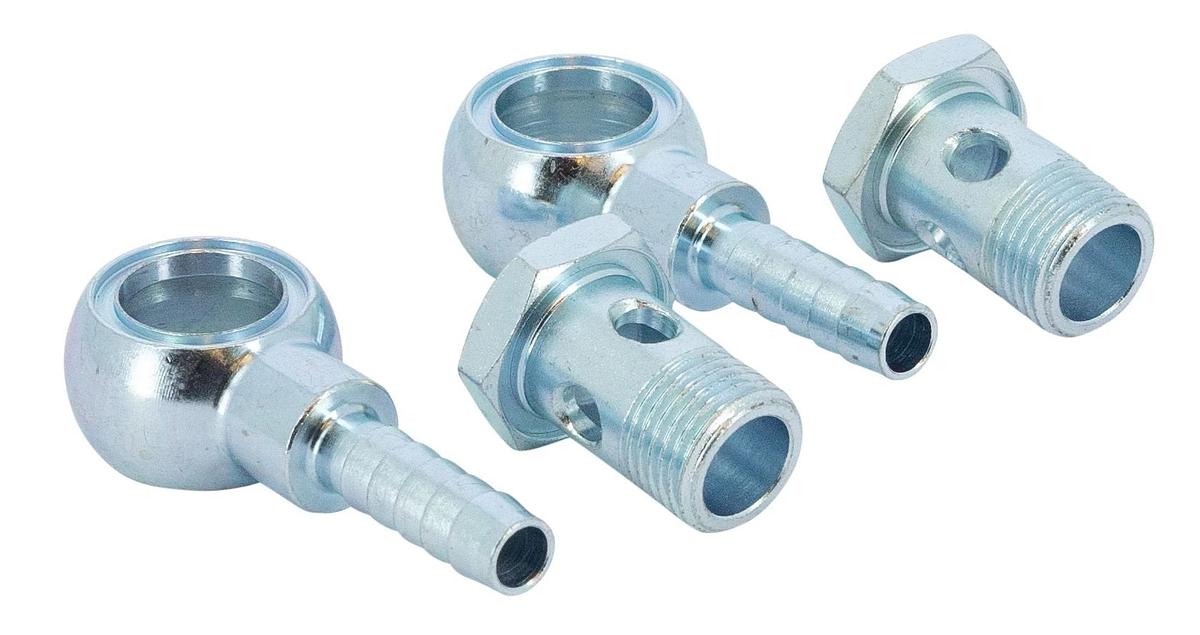 Connection set for single fuel filter, 8mm-diameter hose, angled