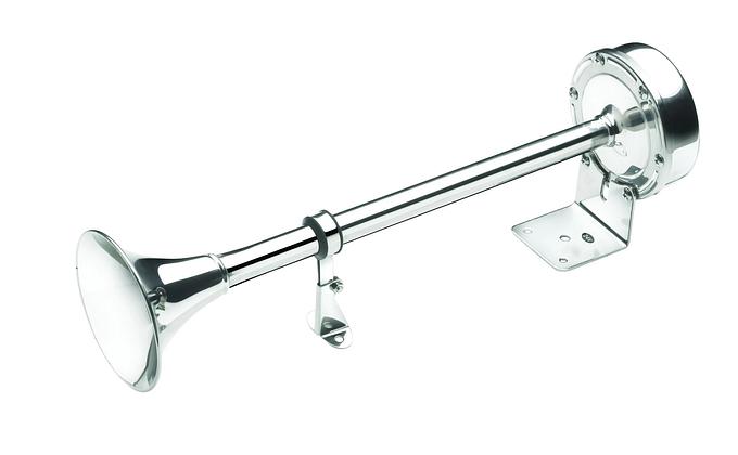 Single trumpet horn, 12 V, stainless steel, high pitch