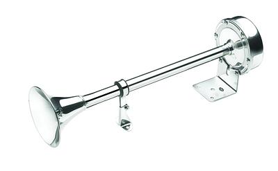 Single trumpet horn, 24 V, stainless steel, low pitch. thumbnail 1