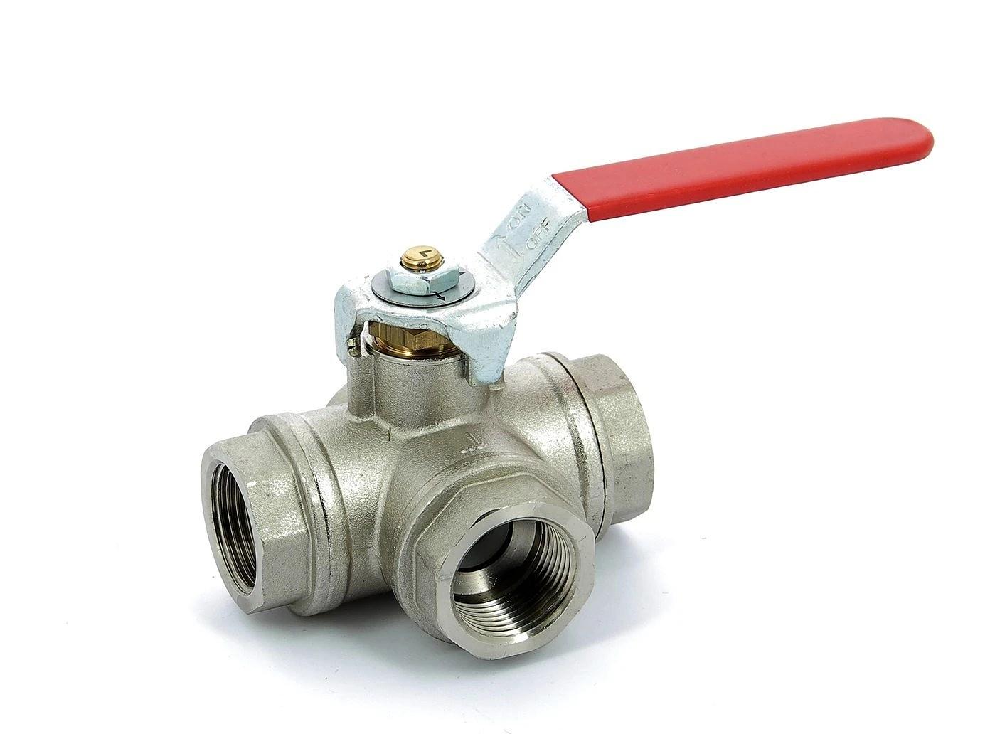 Nickel plated brass 3-way full bore ball valve G3/4" thumbnail 1