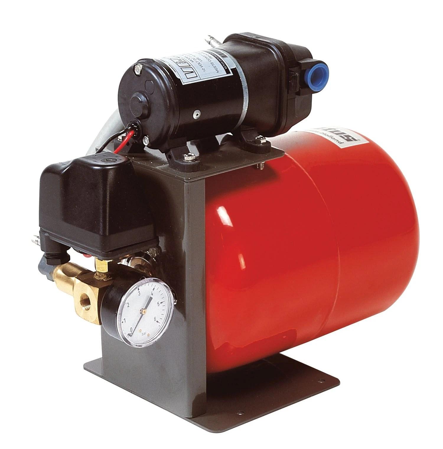 VETUS pressurized water system, 12V, 19lt tank, adj. pressure switch and gauge thumbnail 1