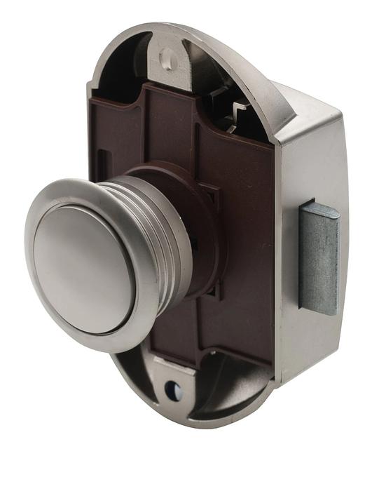 Plastic lock with chromium plated push-button