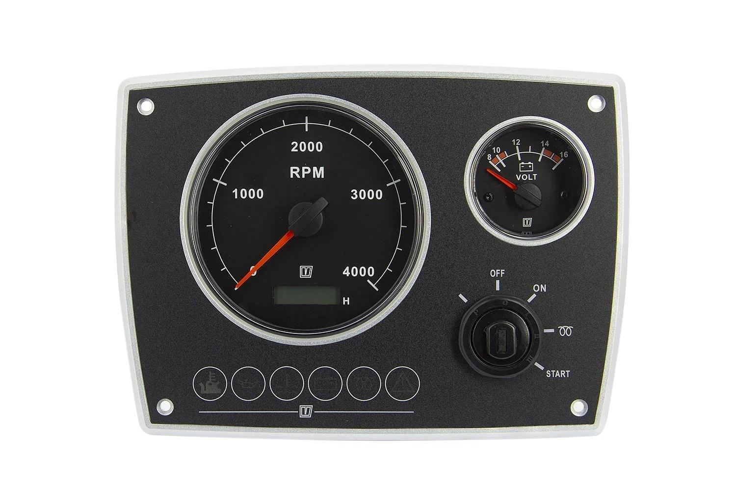 Aluminium engine panel, second generation 12V, 2 black instruments (0-4,000rpm) thumbnail 2