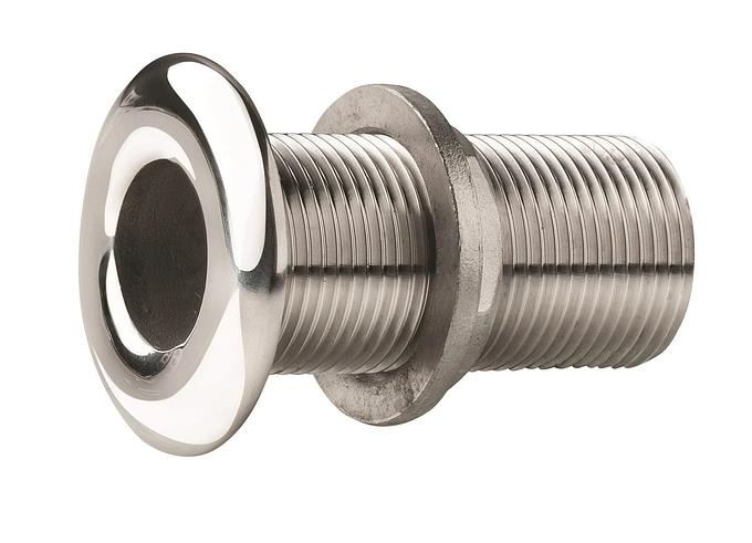 Thru-hull, stainless steel, rounded flange, polished finish, G3/4''