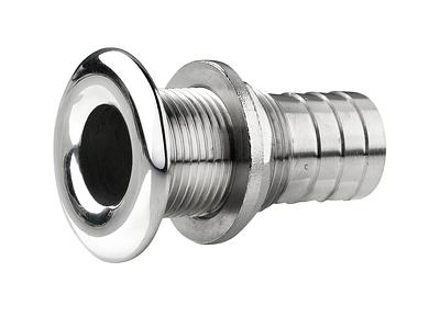 Thru-hull, stainless steel, rounded flange, polished finish, G1'', with hose connection Ø 29 mm thumbnail 1