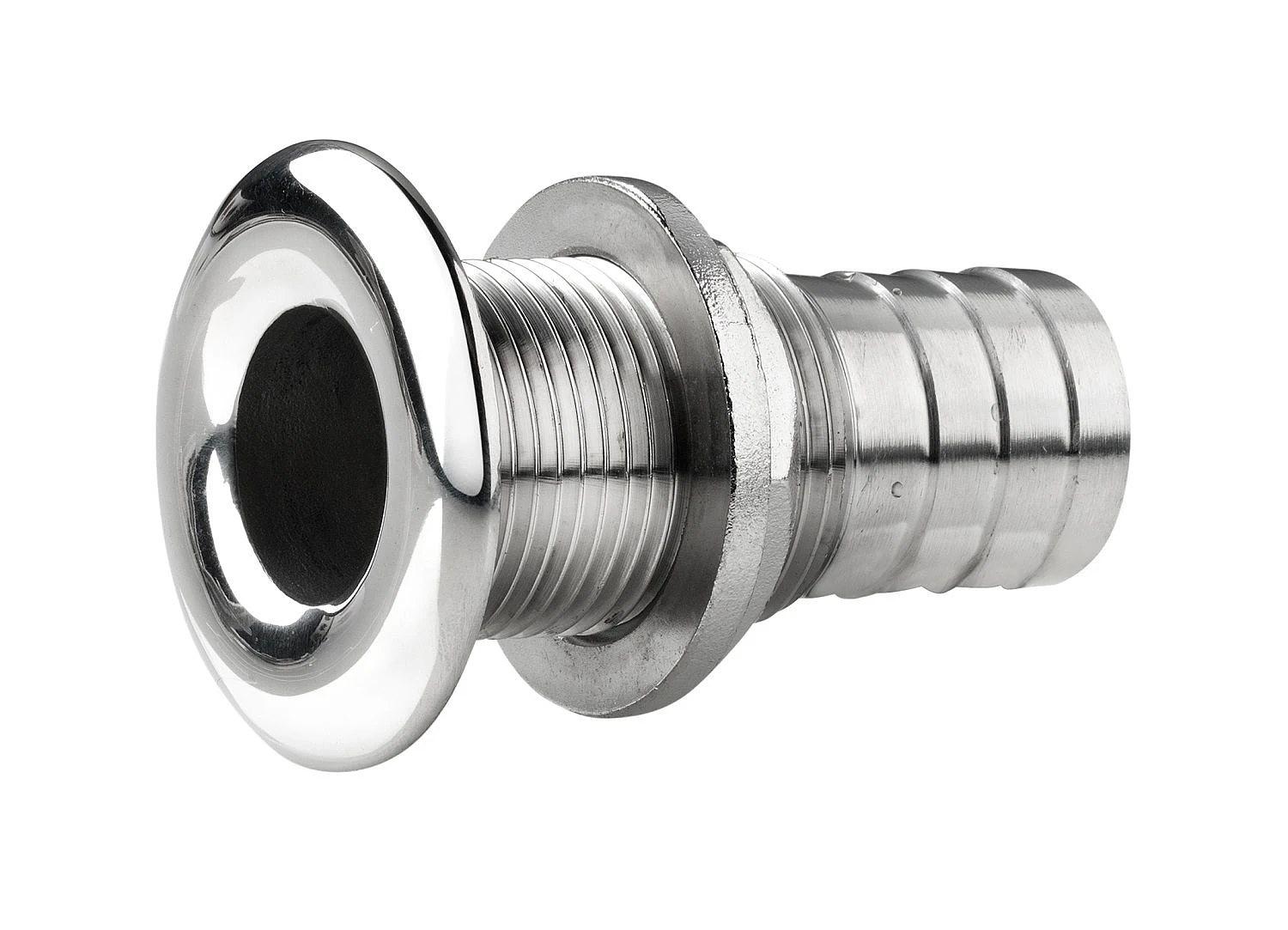 Thru-hull, stainless steel, rounded flange, polished finish, G1 1/4'', with hose connection Ø 38 mm thumbnail 2