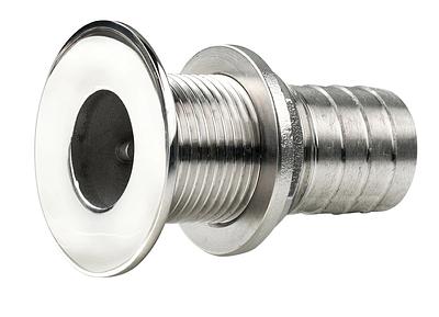 Thru-hull, stainless steel, flush flange, polished finish, G3/8'', with hose connection Ø 15 mm thumbnail 1